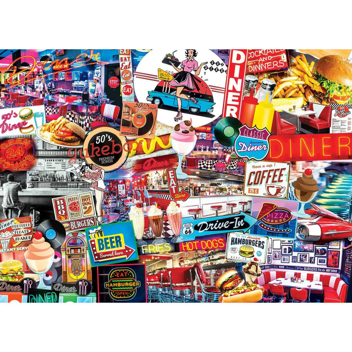 MasterPieces 71948 Flashbacks: Quick Stop Diner Signs Collage 1000 Piece Puzzle