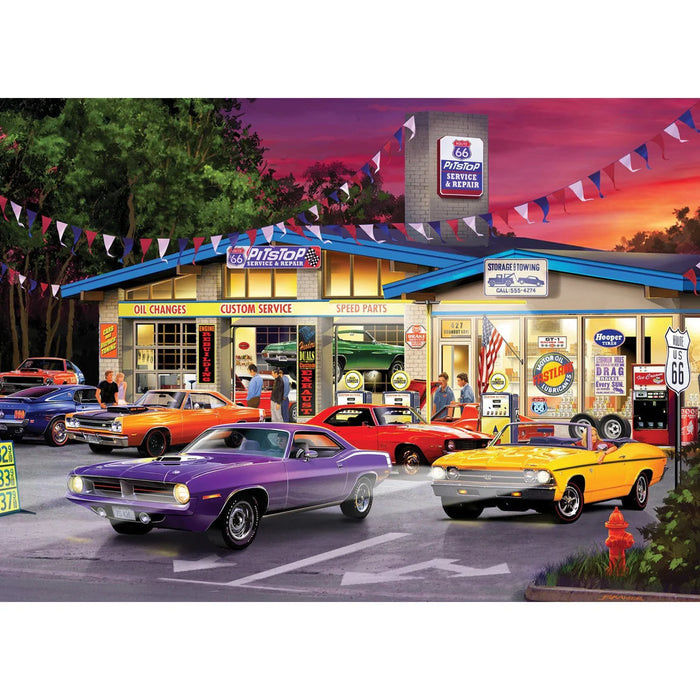 MasterPieces 72040 Cruisin Route 66: Pitstop Service & Repair Station 1000 Piece Puzzle