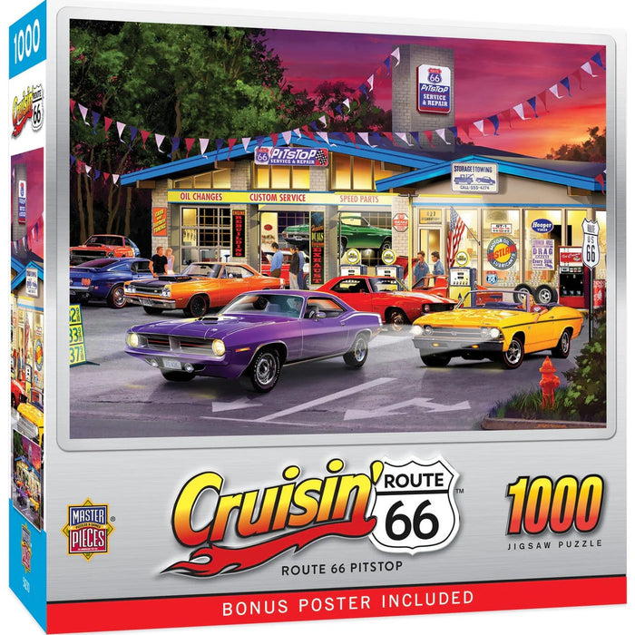 MasterPieces 72040 Cruisin Route 66: Pitstop Service & Repair Station 1000 Piece Puzzle