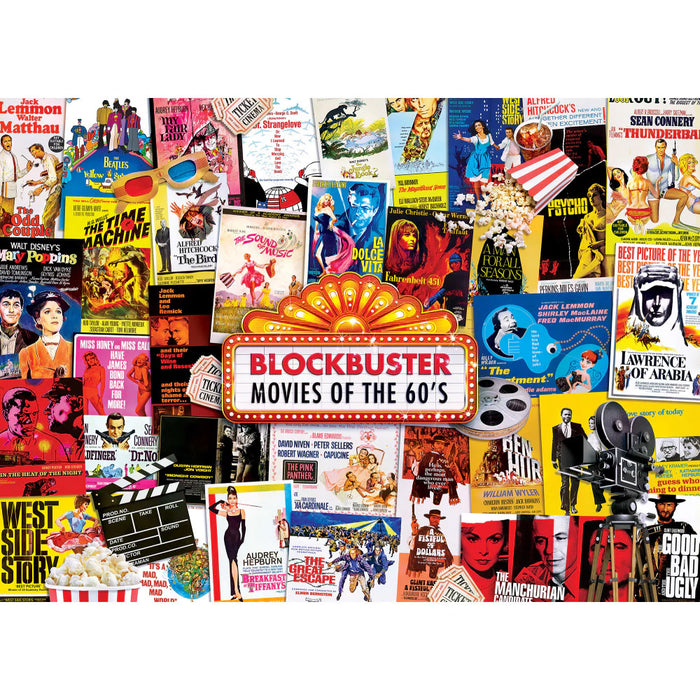 MasterPieces 72201 Blockbuster Movies: 1960s Collage Puzzle 1000 Piece Puzzle