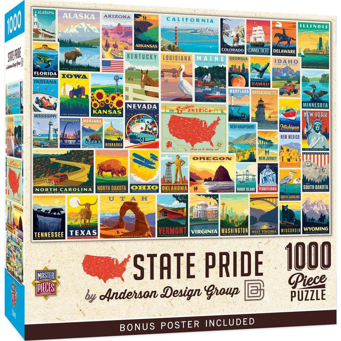 MasterPieces 72413 State Pride Vintage Collage Poster Art Puzzle 1000 Piece Puzzle