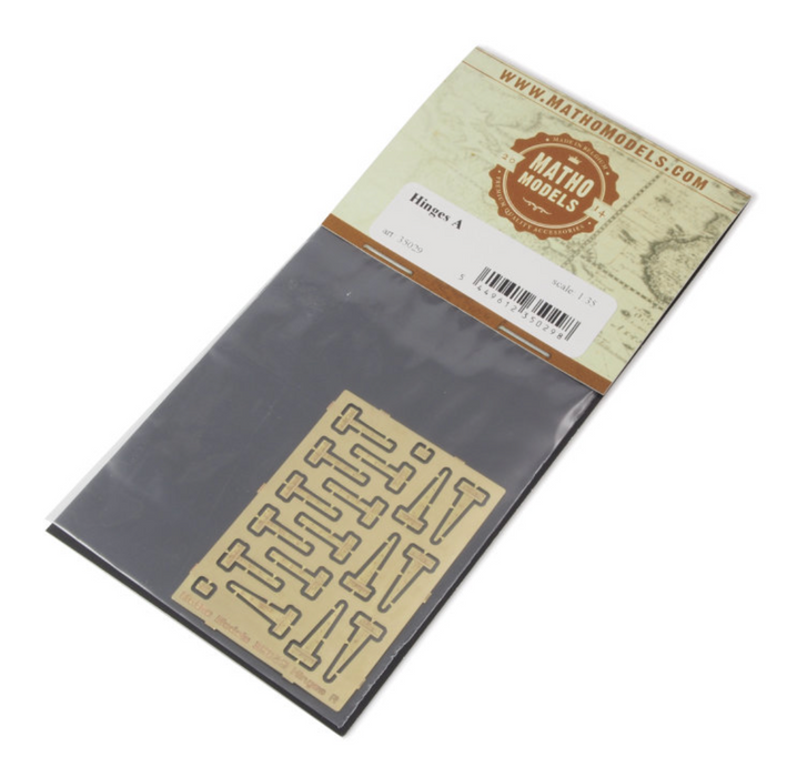 Matho Models 35029 1/35 Hinges A Photo-Etch (18: 9 large straight, 7 large angled, 2 small)