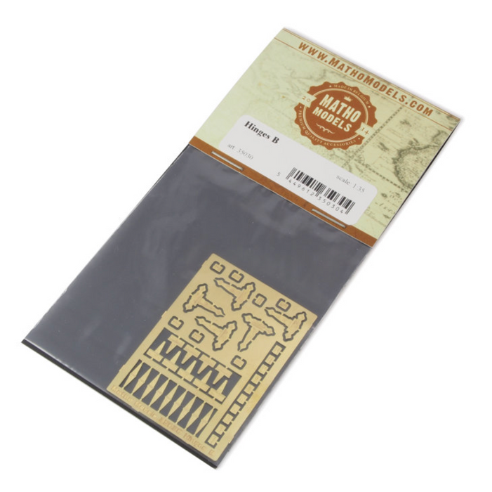 Matho Models 35030 1/35 Hinges B Photo-Etch (40: 17 small, 9 medium single angled, 9 medium double angled, 5 large ornamental)