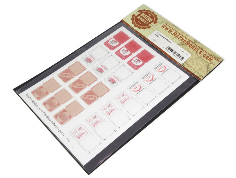 Matho Models 35057 1/35 Cardboard Boxes Pizza Printed Paper (38) (6 different designs)