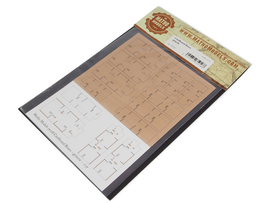 Matho Models 35058 1/35 Cardboard Boxes Generic Printed Paper (28) (6 different designs)
