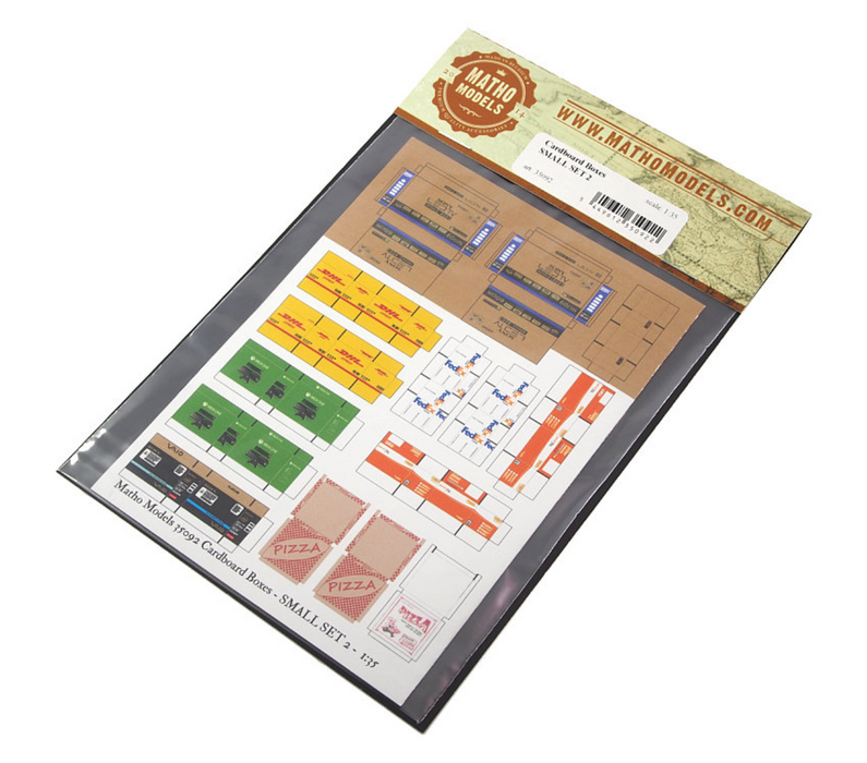 Matho Models 35092 1/35 Cardboard Boxes Small Set Variety Printed Paper (32) (18 different designs)