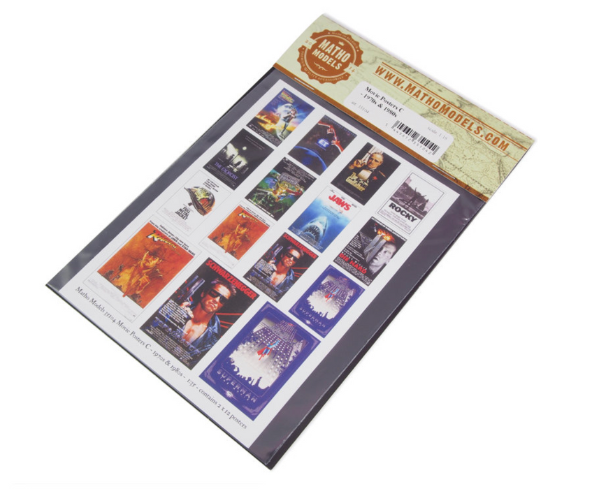 Matho Models 35104 1/35 Movie Posters 1970s & 1980s Printed Paper (24) (12 different types in 2 sizes)