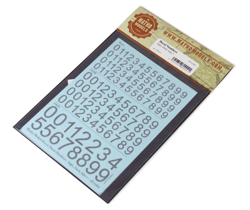 Matho Models 80002 Multi-Scale Black Large Type 1 Numbers Decals
