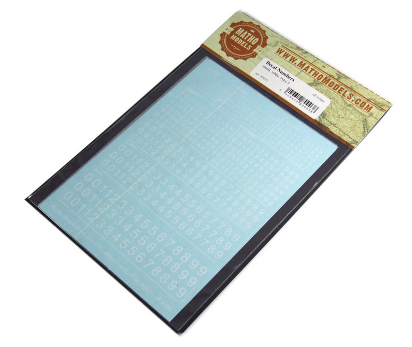 Matho Models 80003 Multi-Scale White Small Type 1 Numbers Decals