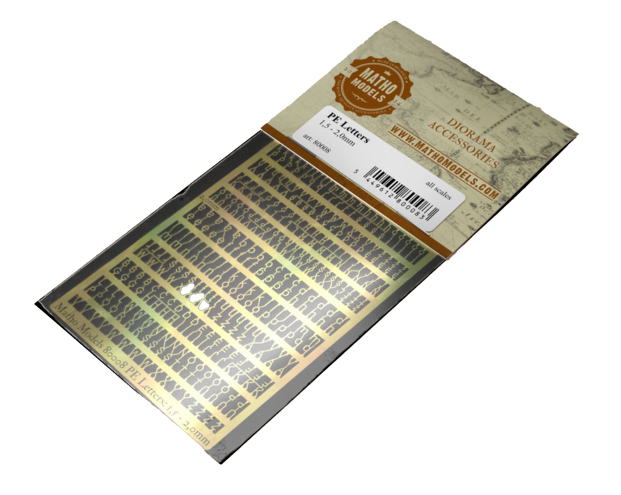 Matho Models 80008 Multi-Scale 1.5, 2.0mm Letters Photo-Etch