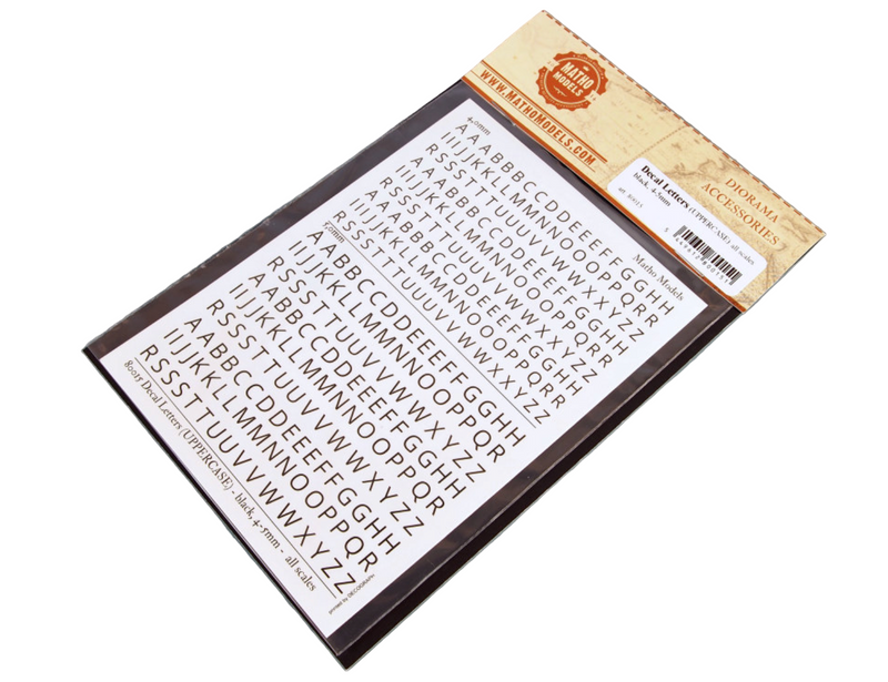 Matho Models 80015 Multi-Scale Black Upper Case 4-5mm Lettering Decals