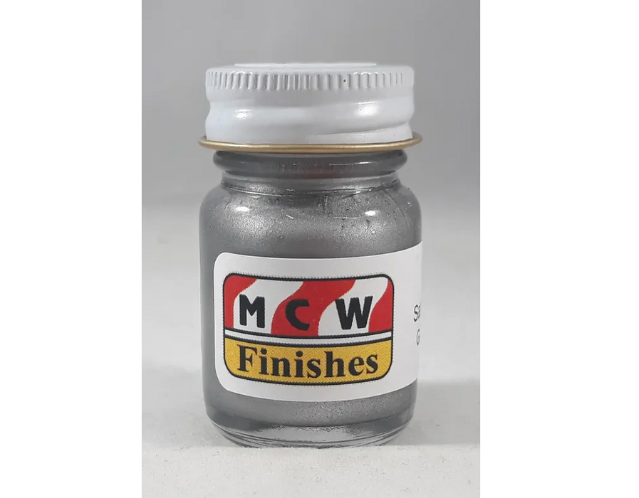 MCW Finishes 6304E Satin Silver Metallic Enamel Paint 15ml (0.5oz)