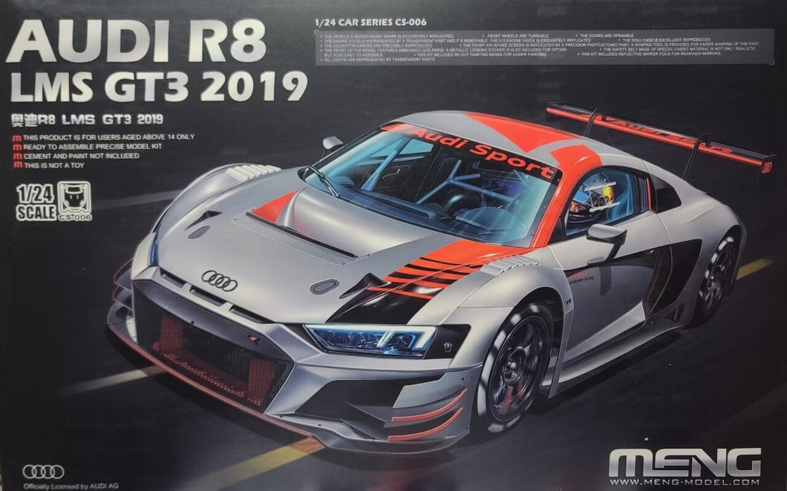 Meng Model CS-006 1/24 2019 Audi R8 LMS GT3 Sports Car Model Kit