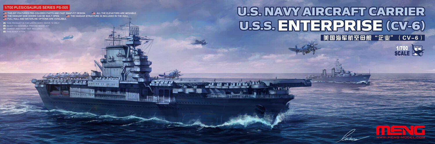 Meng Model PS005 1/700 U.S. Navy Aircraft Carrier Enterprise CV-6 Model Kit