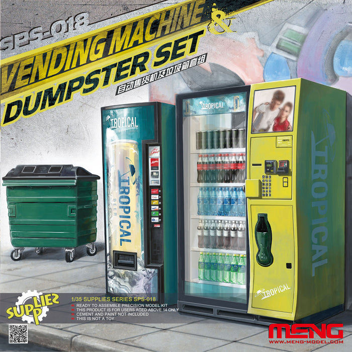 Meng Model SPS-0018 1/35 Vending Machine and Dustbin Accessory Kit