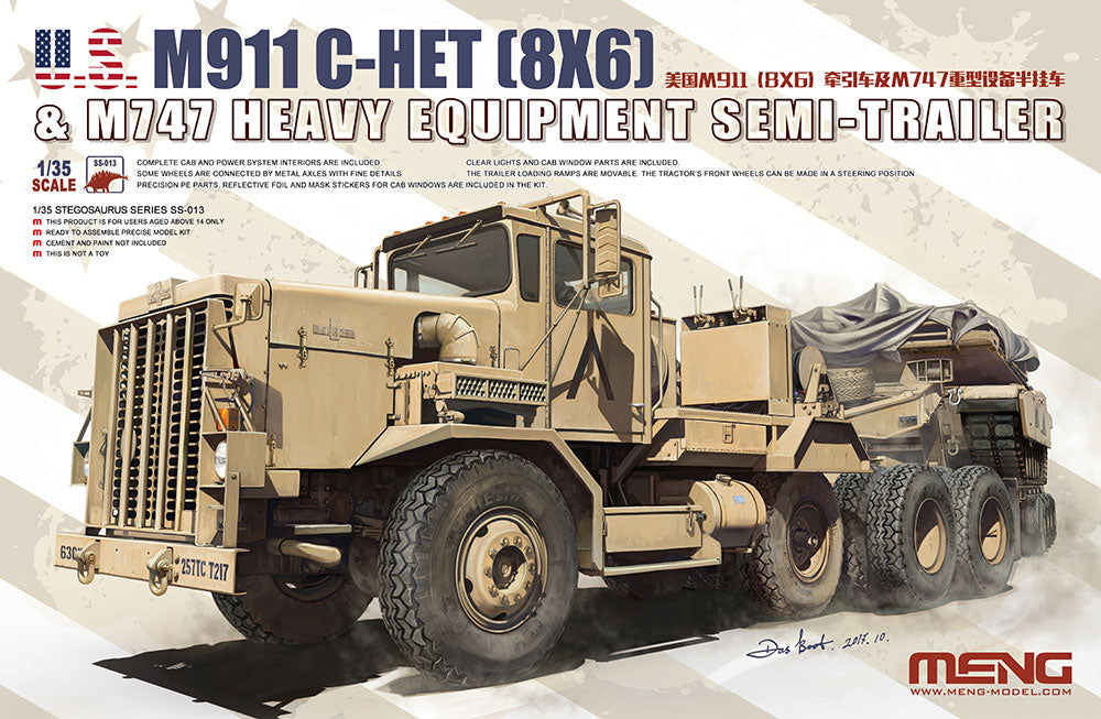 Meng Model SS-013 1/35 U.S. M911 C-HET (8x6) and M747 Heavy Equipment Semi-Trailer Model Kit