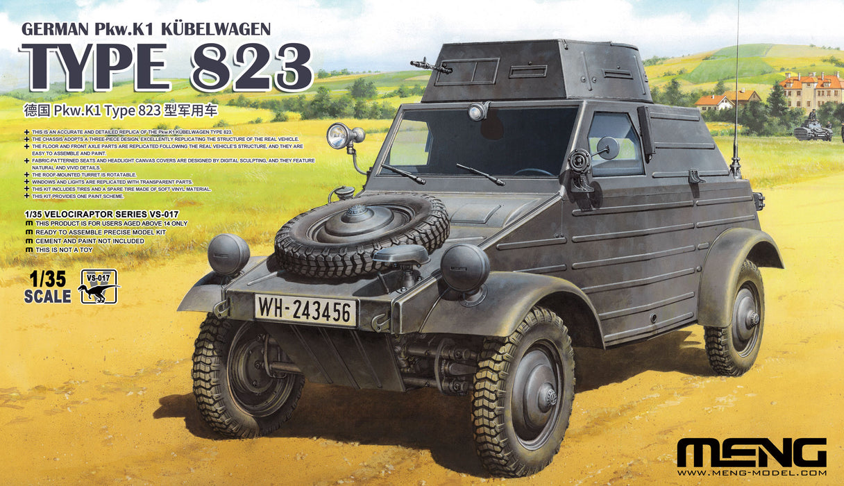 Meng Model VS-017 1/35 German Pkw. K1 Kübelwagen Type 823 Model Kit