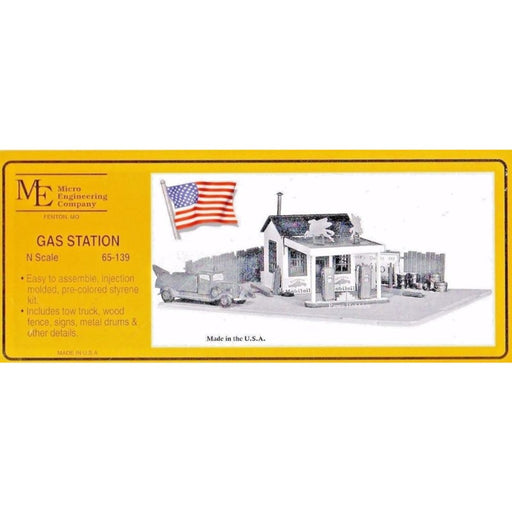 Micro Engineering 65-139 N Scale 1940's Gas Station Kit