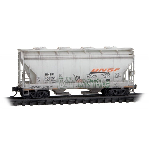 Micro-trains 092 44 283 N Scale ACF 39' 2-Bay Center-Flow Covered Hopper BNSF 405551 Weathered