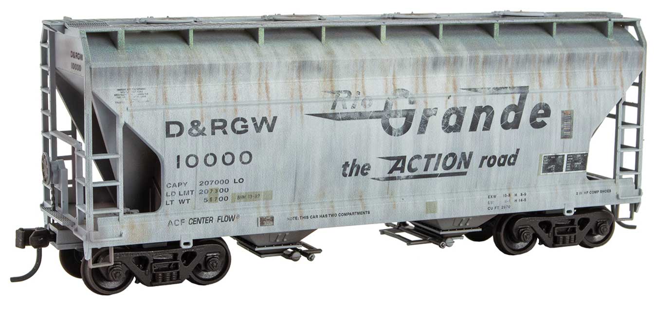 Micro-Trains 2200 005 HO Scale 2 Bay ACF Covered Hopper Kit (Weathered) Rio Grande DRGW 10000