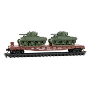 Micro-Trains 983 02 217 N Scale 50' Flatcar with Sherman Tanks PRR 4 Pack