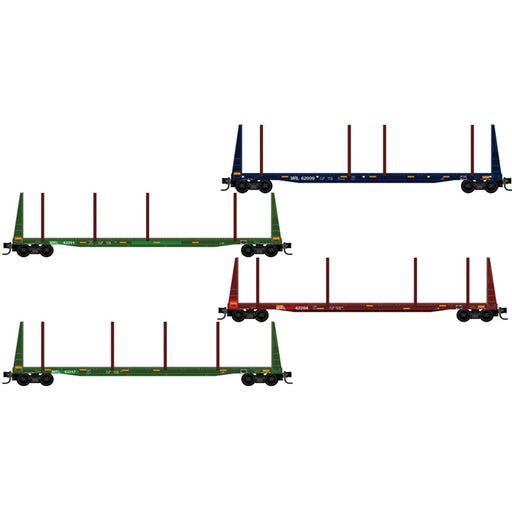 Micro-Trains by Atlas 983102298 N Scale 61' Bulkhead Flatcar "Easter Egg" 4 Pack Montana Rail Link MRL