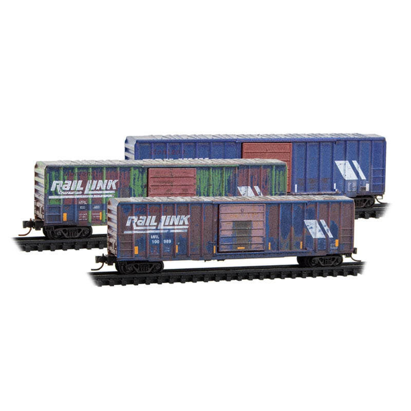 Micro-Trains by Atlas 983105108 N Scale 50' Boxcar 3 Pack - Montana Rail Link MRL (Weathered)