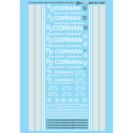 Microscale 87-1421 HO Scale RJ Corman Diesel and Switcher Locomotives Decals