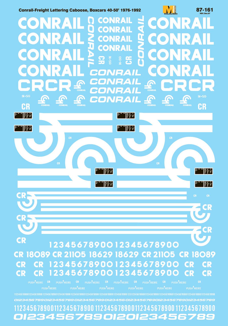 Microscale 87-161 HO Scale Conrail Freight Caboose Boxcar 1970s+ Decals
