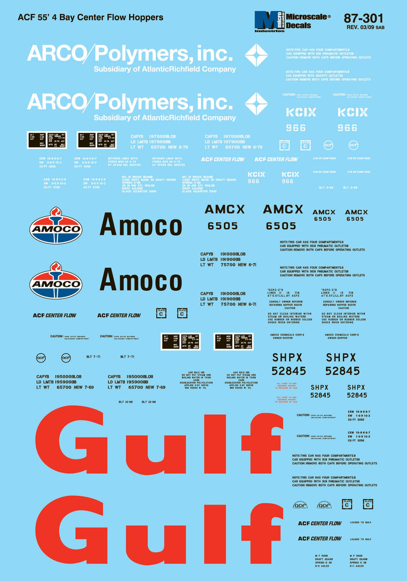 Microscale 87-301 HO Scale ARCO/AMOCO/Gulf Decals