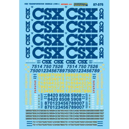 Microscale 87-575 HO Scale CSXT Diesel Locomotives 1989-2002 Decals