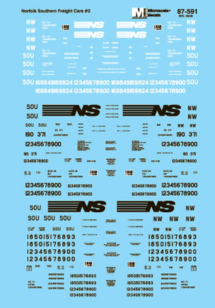 Microscale 87-591 HO Scale Norfolk Southern Covered Hoppers and Coil Car Decals
