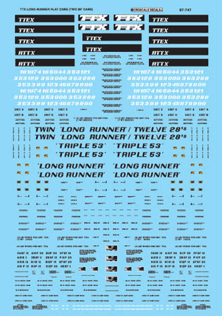 Microscale 87-747 HO Scale TTX Long Runner Flatcar Decals
