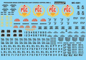 Microscale Decals MC-4291 HO Scale Producer's Grain 3-Bay Covered Hoppers