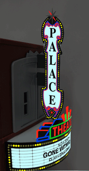 Miller Engineering 59982 HO Scale Small Vertical Theater Marquee Animated Neon Style Sign Kit