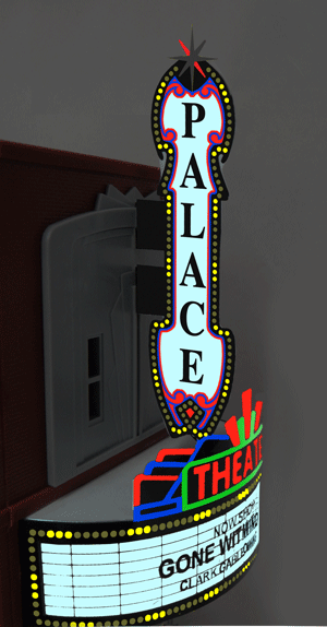 Miller Engineering 59982 HO Scale Small Vertical Theater Marquee Animated Neon Style Sign Kit