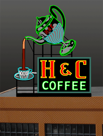Miller Engineering 7881 H&C Coffee Animated Neon Billboard
