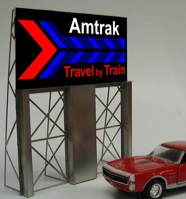 Miller Engineering 8281 Large Amtrak Travel by Train Neon Roadside Billboard Sign