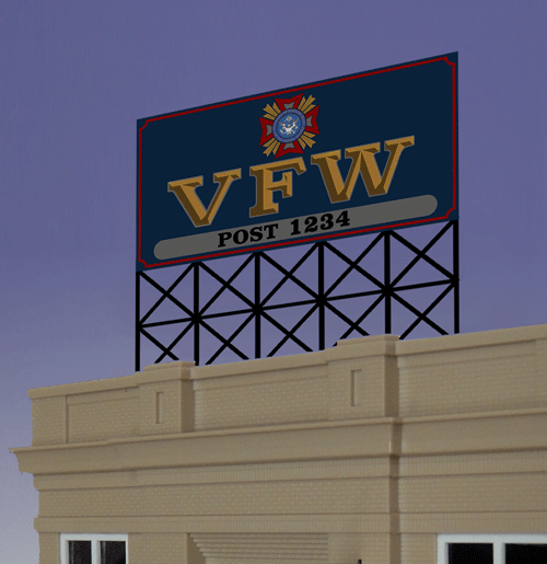 Miller Engineering 881251 Large VFW Animated Neon Billboard