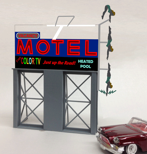 Miller Engineering 881651 Large Motel Animated Neon Billboard
