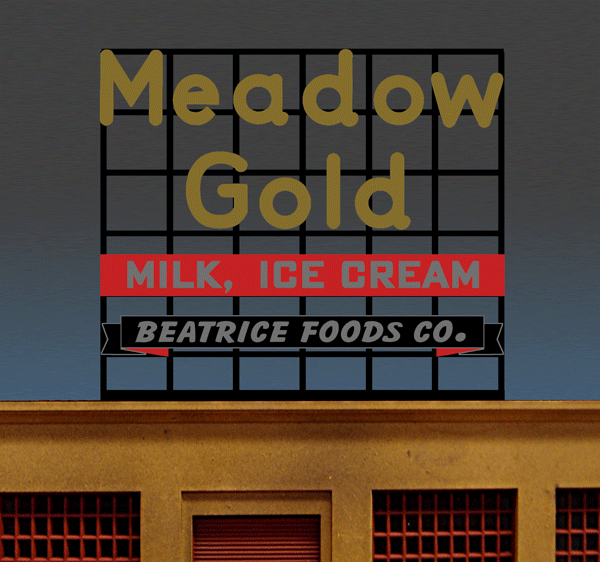 Miller Engineering 881951 Large Meadow Milk, Ice Cream Neon Rooftop Billboard