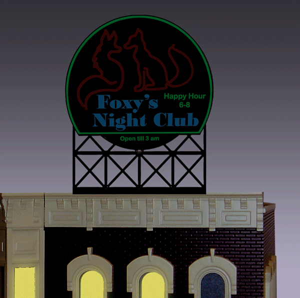 Miller Engineering 882251 Large Foxy's Night Club Animated Neon Rooftop Billboard