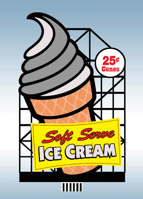 Miller Engineering 883001 Large Soft Serve Ice Cream Sign Animated Neon Billboard