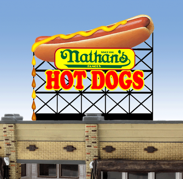 Miller Engineering 883551 Large Nathan's Hot Dogs Animated Neon Billboard