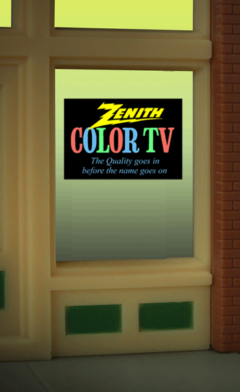 Miller Engineering 8860 Zenith Color TV Neon Window Sign