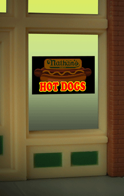 Miller Engineering 9100 Nathan's Hot Dogs Flashing Neon Window Sign