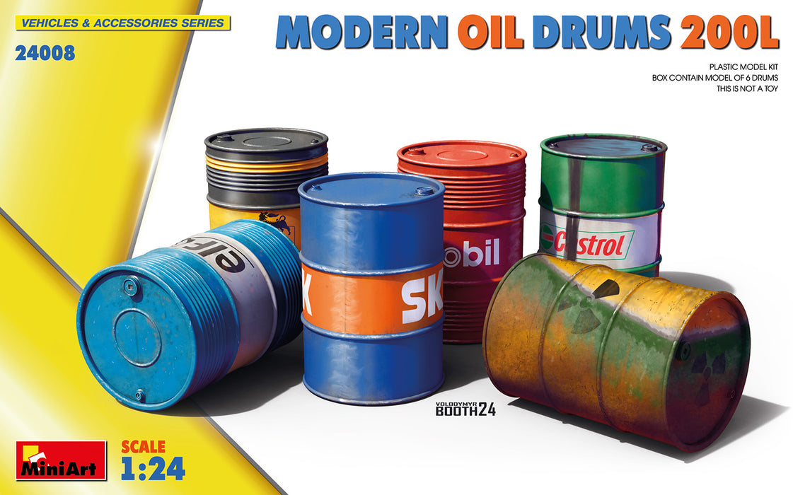 MiniArt 24008 1/24 Modern 200L Oil Drums Set Model Kit
