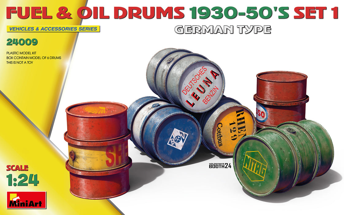 MiniArt 24009 1/24 German Fuel and Oil Drums 1930s-1950s Set 1 Model Kit