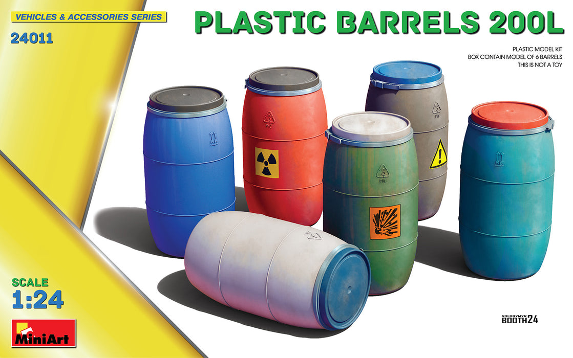 MiniArt 24011 1/24 Plastic 200L Barrels Set Model Kit
