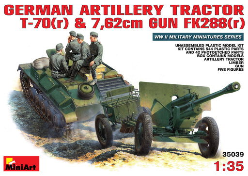 MiniArt 35039 1/35 German Artillery Tractor T-70(r) with 7,62cm FK288(r) Gun and Crew Model Kit